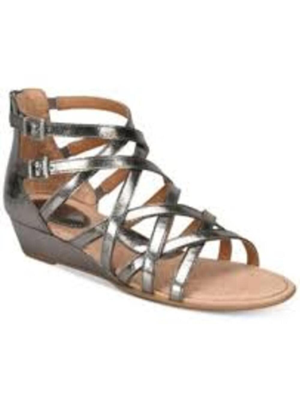 LKNW b.o.c. Mimi silver gold strappy wedge sandal 8 metallic